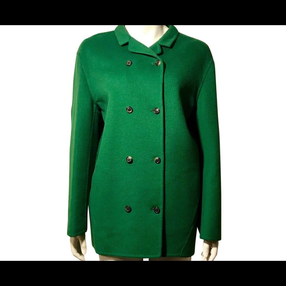 Piazza Sempione Green Wool Angora Coat